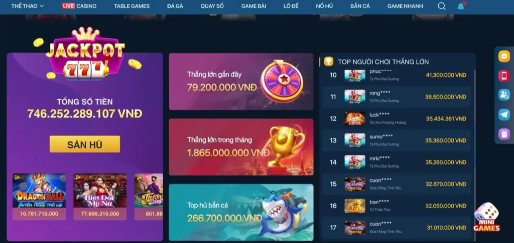 Giải thưởng Jackpot lớn